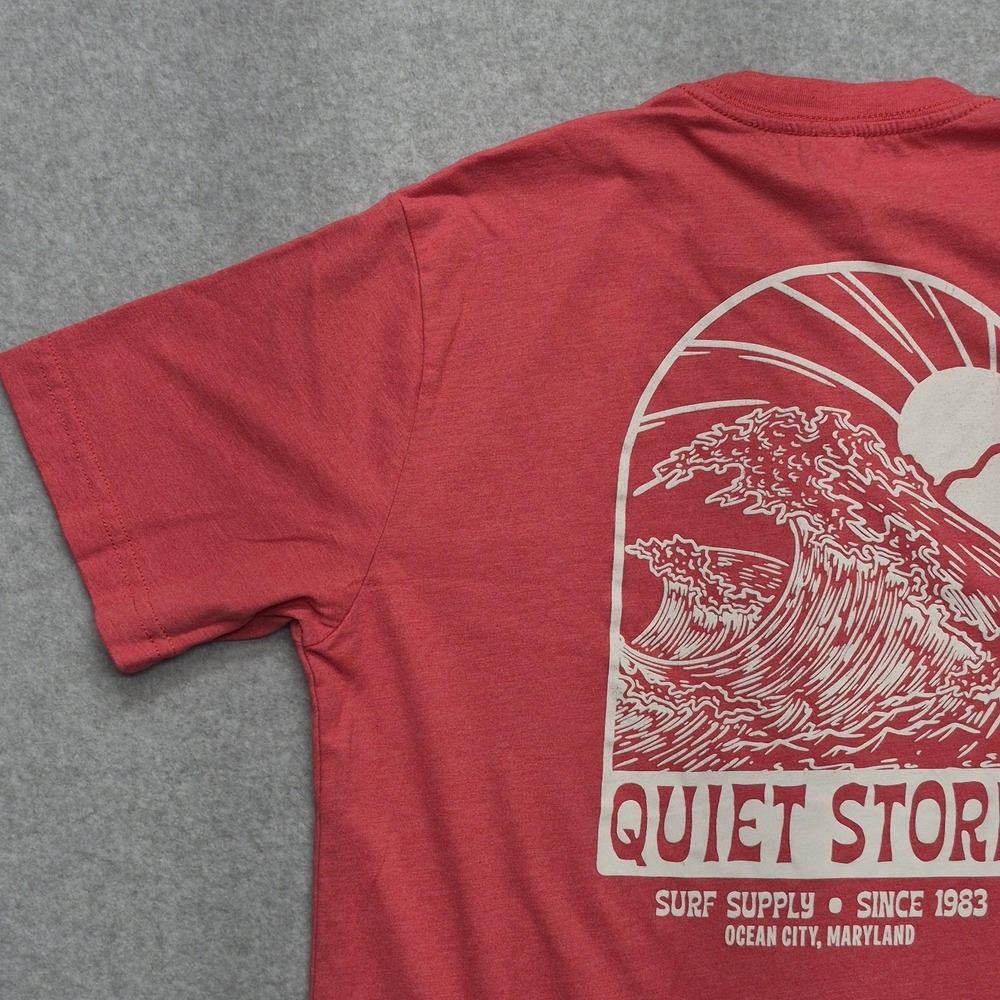 Quiet Storm T-Shirt Mens M Red Heathered Ocean Graphic Logo Surf Supply - Picture 13 of 16